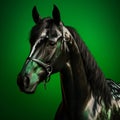 Hyperrealistic Black Horse 3d Render With Liquid Metal Aesthetic