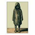 Dark Humor Graphic Print Poster: Child In Hooded Coat