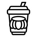 Dark iced latte icon outline vector. Pumpkin latte