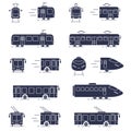 Dark icons of public transport. Public transport. Vector illustration of public transport Royalty Free Stock Photo