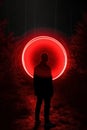 dark image of the eloquent red circle surreal generative AI Royalty Free Stock Photo