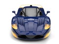 Dark indigo supercar concept with yellow details - front view Royalty Free Stock Photo