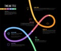 Dark Infographic Company Milestones curved thick line Timeline Template
