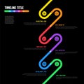 Dark Infographic Company Milestones curved thick line Timeline Template