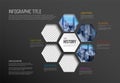 Dark Infographic template with six photos in hexagons Royalty Free Stock Photo
