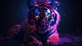 Neon Tiger Cub: Darkcore Fantasy Realism With Neon Lights