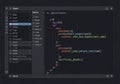 Dark interface of a code editor, Royalty Free Stock Photo
