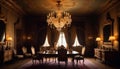 dark interior room with baroque wallpaper Royalty Free Stock Photo