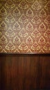 Dark interior room with baroque wallpaper Royalty Free Stock Photo
