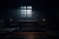 Dark Interrogation room, atmosphere of Jail room. Royalty Free Stock Photo