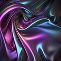 Dark iridescent rainbow colors abstract shiny plastic silk or satin wavy background. Generative AI