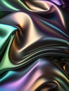 Dark iridescent rainbow colors abstract shiny plastic silk or satin wavy background. Generative AI