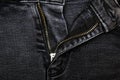 Dark jeans with half open zipper. Royalty Free Stock Photo