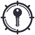 Dark Key Symbol Targeting Crosshairs Icon Represents Access Security Solution Royalty Free Stock Photo