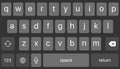 Dark Keyboard for Smartphone. Isolated Keypad With English Qwerty Alphabet