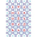 Dark, light blue and red Scandinavian inspired by Nordic Christmas advent calendar with decorative elements such as snowflakes, de