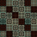 Dark and light brown blue and cream and white squares inside squares cube pattern background Royalty Free Stock Photo