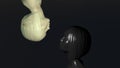 Dark and light girls opposite each other. 3D rendering
