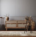 Dark living room interior, farmhouse style