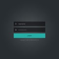 dark login form template design with username and password details