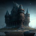 Dark lonely middle ages castle background