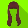 Dark long.Back hairstyle single icon in flat style vector symbol stock illustration web.