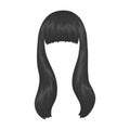 Dark long.Back hairstyle single icon in monochrome style vector symbol stock illustration web.