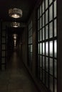 Dark long corridor hallway with window Royalty Free Stock Photo