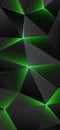 Dark low poly smartphone wallpaper. Abstract geometric background with triangles. Shining lines, triangle. Green energy. Gray