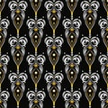 Dark luxurious seamless pattern of curly elements in oriental style. Elegant texture with smooth lines and swirls on a black