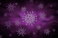 Dark magenta coronavirus background. Outbreak of COVID-19 virus infection in world. Corona virus prevention, quarantine. Pneumonia