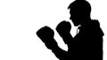 Dark male silhouette in hood attacking opponent, shadow-boxing self-defense Royalty Free Stock Photo