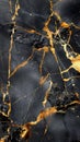 Dark marble texture with golden veins. Black marble background wallpaper Royalty Free Stock Photo