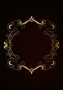 Dark maroon red background with luxery golden ornaments, golden frame. Good for logo or invitation