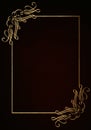 Dark maroon red background with luxery golden ornaments, golden frame. Good for logo or invitation