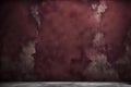 Dark maroon shabby walls. Scary cement texture. Dark grunge background with scratches Royalty Free Stock Photo