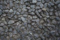 Dark masonry wall texture. Black stones and rocks of different shape Royalty Free Stock Photo