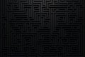 Dark maze top view. Elegant geometric pattern background. Business concept of find right way. 3d render. 3d illustration