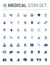 Dark medical vector icon set with shadows Royalty Free Stock Photo