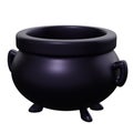 Dark metal cauldron isolated on white background. 3d rendering