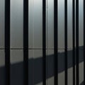 Dark metal panels with vertical ridges form a sleek wall. The panels are joined with Royalty Free Stock Photo
