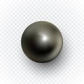 Dark metal sphere with shadow on transparent background.Vector design element Royalty Free Stock Photo