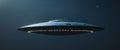 A Dark Metallic Flying Saucer With Glowing Lights In Space Royalty Free Stock Photo