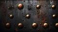 Dark Metallic Surface With Golden Spheres Embedded