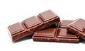 Dark milk chocolate bars stack on a white Royalty Free Stock Photo