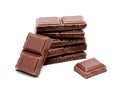 Dark milk chocolate bars stack on a white Royalty Free Stock Photo