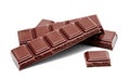 Dark milk chocolate bars stack on a white Royalty Free Stock Photo