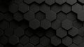 Dark, minimal design with simple futuristic forms. 3D render of black, tech background.