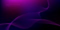 Dark minimalistic background with subtle waves. Design element of harmonious moving lines. Modern purple blue gradient smooth wave