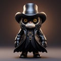 Fantasy Owl Vinyl Toy With Cybersteampunk Style And Mischievous Feline Motif